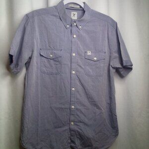 Marc Ecko Shirt M Men Short Sleeve Button Up Pockets Blue